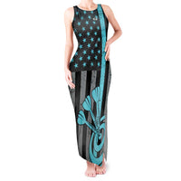 Custom Turquoise US Patriotic Darts Tank Maxi Dress Blue American Flag Pattern - Grunge Paint Splatter - Wonder Print Shop