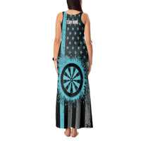 Custom Turquoise US Patriotic Darts Tank Maxi Dress Blue American Flag Pattern - Grunge Paint Splatter - Wonder Print Shop