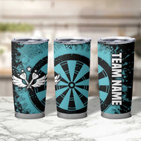 Custom Turquoise US Patriotic Darts Tumbler Cup Blue American Flag Pattern - Grunge Paint Splatter - Wonder Print Shop