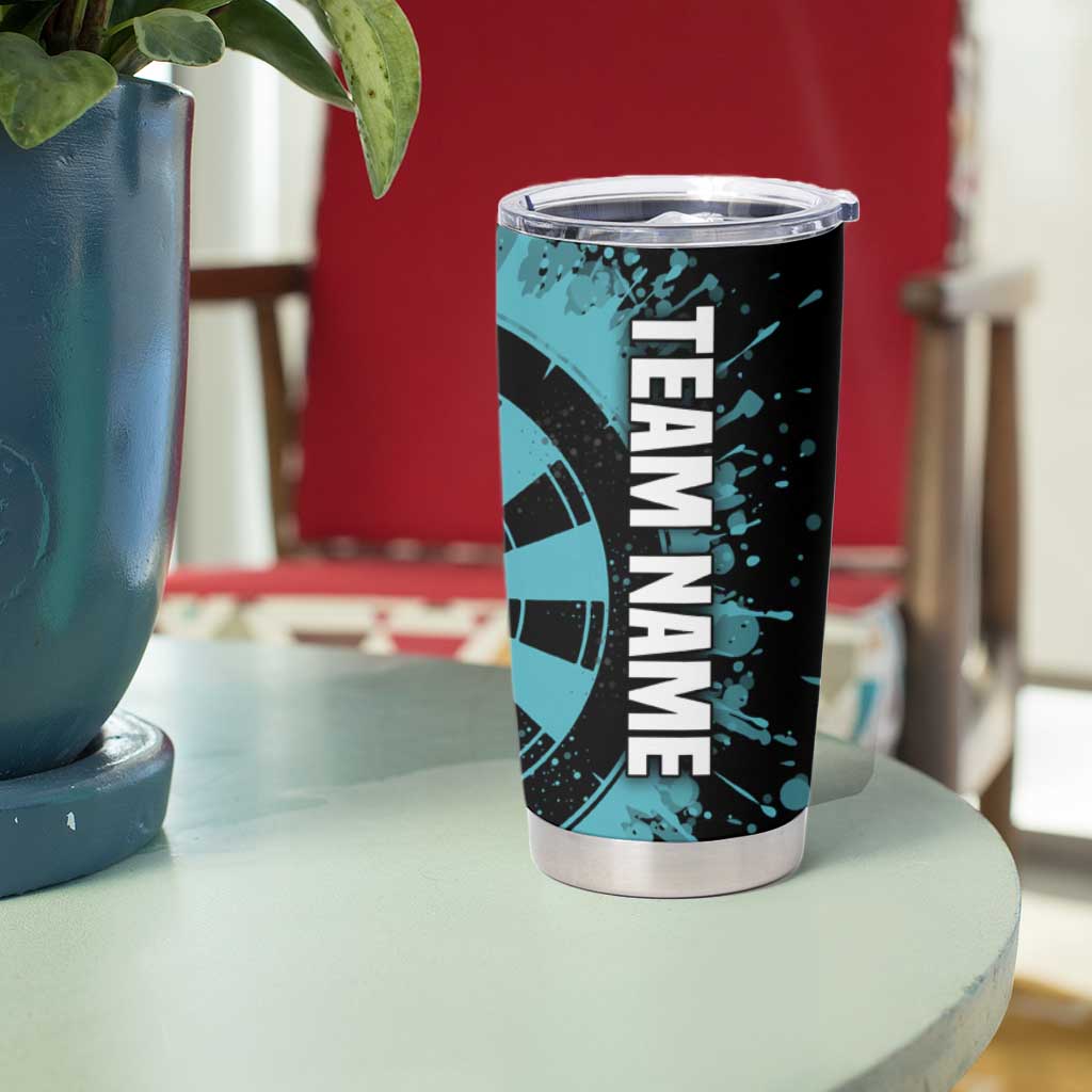 Custom Turquoise US Patriotic Darts Tumbler Cup Blue American Flag Pattern - Grunge Paint Splatter - Wonder Print Shop