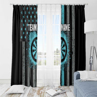 Custom Turquoise US Patriotic Darts Window Curtain Blue American Flag Pattern - Grunge Paint Splatter - Wonder Print Shop