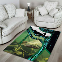 Flathead Catfish Custom Name Area Rug Forest Silhouette and Green Blue Love Fishing Design - Wonder Print Shop