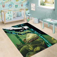 Flathead Catfish Custom Name Area Rug Forest Silhouette and Green Blue Love Fishing Design - Wonder Print Shop