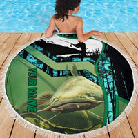 Flathead Catfish Custom Name Beach Blanket Forest Silhouette and Green Blue Love Fishing Design - Wonder Print Shop