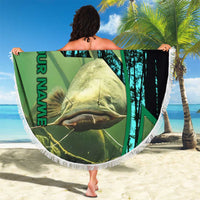 Flathead Catfish Custom Name Beach Blanket Forest Silhouette and Green Blue Love Fishing Design - Wonder Print Shop