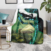 Flathead Catfish Custom Name Blanket Forest Silhouette and Green Blue Love Fishing Design - Wonder Print Shop