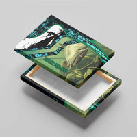 Flathead Catfish Custom Name Canvas Wall Art Forest Silhouette and Green Blue Love Fishing Design - Wonder Print Shop