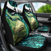 Flathead Catfish Custom Name Car Seat Cover Forest Silhouette and Green Blue Love Fishing Design - Wonder Print Shop