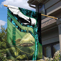 Flathead Catfish Custom Name Garden Flag Forest Silhouette and Green Blue Love Fishing Design - Wonder Print Shop
