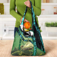 Flathead Catfish Custom Name Grocery Bag Forest Silhouette and Green Blue Love Fishing Design - Wonder Print Shop