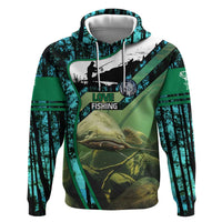 Flathead Catfish Custom Name Hoodie Forest Silhouette and Green Blue Love Fishing Design - Wonder Print Shop