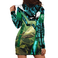 Flathead Catfish Custom Name Hoodie Dress Forest Silhouette and Green Blue Love Fishing Design - Wonder Print Shop