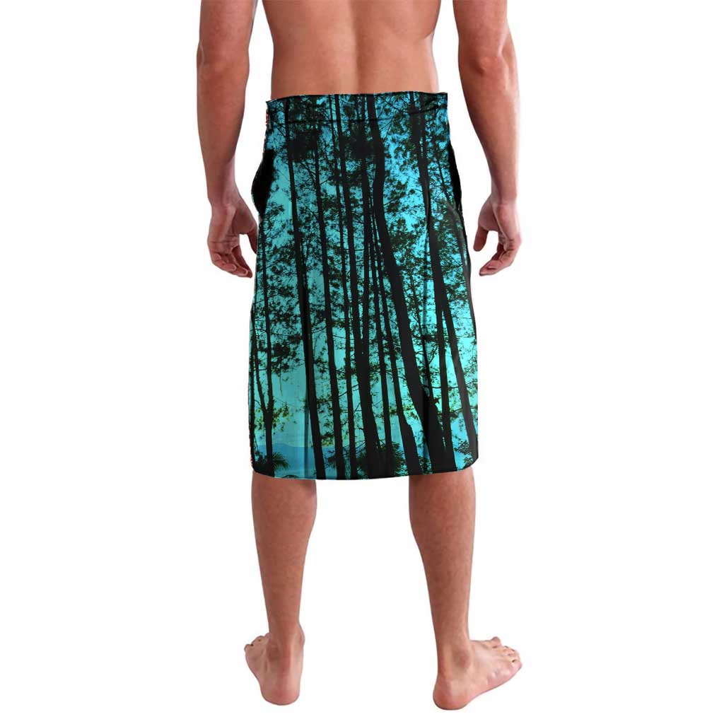 Flathead Catfish Custom Name Lavalava Forest Silhouette and Green Blue Love Fishing Design - Wonder Print Shop