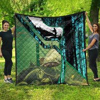 Flathead Catfish Custom Name Quilt Forest Silhouette and Green Blue Love Fishing Design - Wonder Print Shop