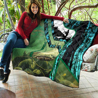 Flathead Catfish Custom Name Quilt Forest Silhouette and Green Blue Love Fishing Design - Wonder Print Shop