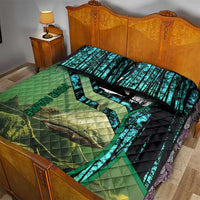 Flathead Catfish Custom Name Quilt Bed Set Forest Silhouette and Green Blue Love Fishing Design - Wonder Print Shop