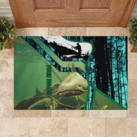 Flathead Catfish Custom Name Rubber Doormat Forest Silhouette and Green Blue Love Fishing Design - Wonder Print Shop