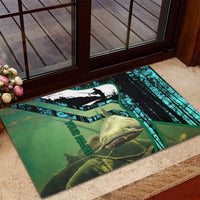 Flathead Catfish Custom Name Rubber Doormat Forest Silhouette and Green Blue Love Fishing Design - Wonder Print Shop