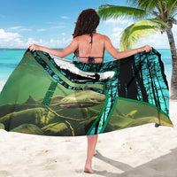 Flathead Catfish Custom Name Sarong Forest Silhouette and Green Blue Love Fishing Design - Wonder Print Shop