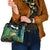 Flathead Catfish Custom Name Shoulder Handbag Forest Silhouette and Green Blue Love Fishing Design - Wonder Print Shop