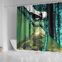 Flathead Catfish Custom Name Shower Curtain Forest Silhouette and Green Blue Love Fishing Design - Wonder Print Shop