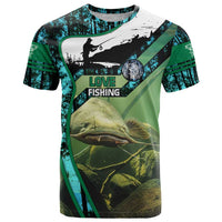 Flathead Catfish Custom Name T Shirt Forest Silhouette and Green Blue Love Fishing Design - Wonder Print Shop