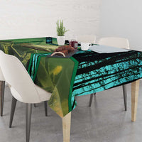 Flathead Catfish Custom Name Tablecloth Forest Silhouette and Green Blue Love Fishing Design - Wonder Print Shop