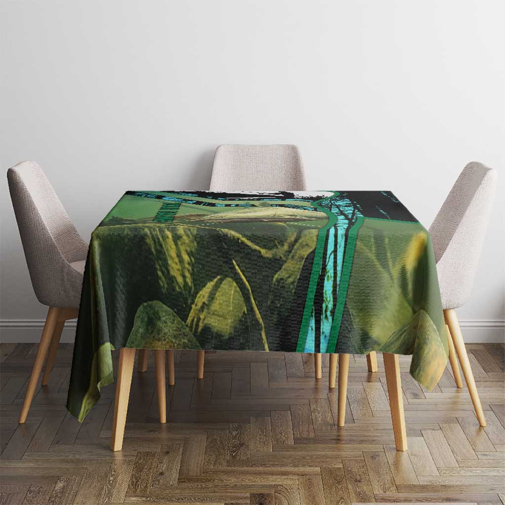 Flathead Catfish Custom Name Tablecloth Forest Silhouette and Green Blue Love Fishing Design - Wonder Print Shop