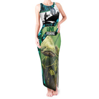 Flathead Catfish Custom Name Tank Maxi Dress Forest Silhouette and Green Blue Love Fishing Design - Wonder Print Shop