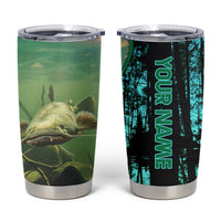 Flathead Catfish Custom Name Tumbler Cup Forest Silhouette and Green Blue Love Fishing Design - Wonder Print Shop