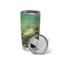 Flathead Catfish Custom Name Tumbler Cup Forest Silhouette and Green Blue Love Fishing Design - Wonder Print Shop