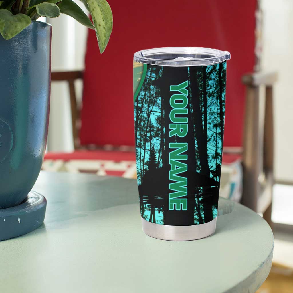 Flathead Catfish Custom Name Tumbler Cup Forest Silhouette and Green Blue Love Fishing Design - Wonder Print Shop