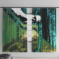 Flathead Catfish Custom Name Window Curtain Forest Silhouette and Green Blue Love Fishing Design - Wonder Print Shop