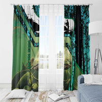 Flathead Catfish Custom Name Window Curtain Forest Silhouette and Green Blue Love Fishing Design - Wonder Print Shop