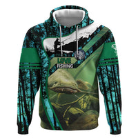Flathead Catfish Custom Name Zip Hoodie Forest Silhouette and Green Blue Love Fishing Design - Wonder Print Shop