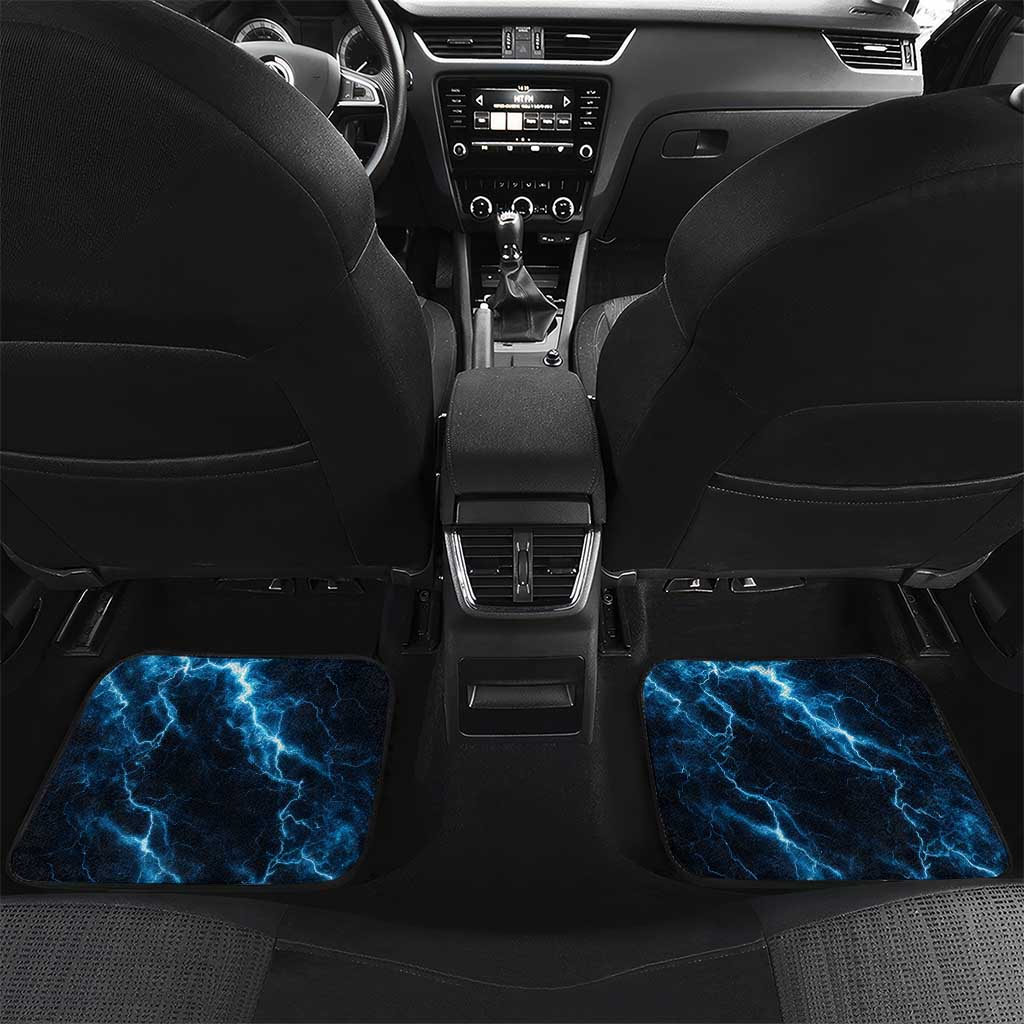 Personalized Bowling Ball Strike Graphic Car Mats Blue Lightning Storm and Electric Energy - Wonder Print Shop