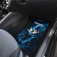 Personalized Bowling Ball Strike Graphic Car Mats Blue Lightning Storm and Electric Energy - Wonder Print Shop