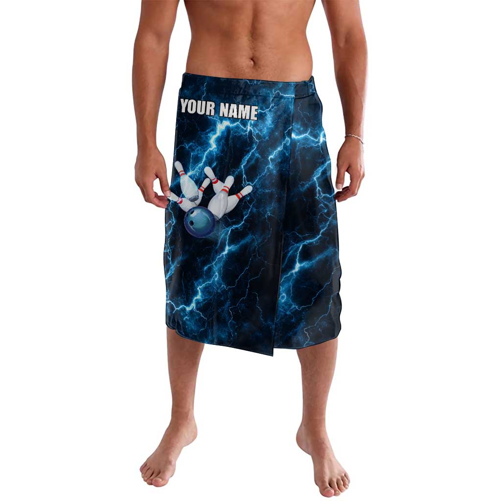 Personalized Bowling Ball Strike Graphic Lavalava Blue Lightning Storm and Electric Energy - Wonder Print Shop