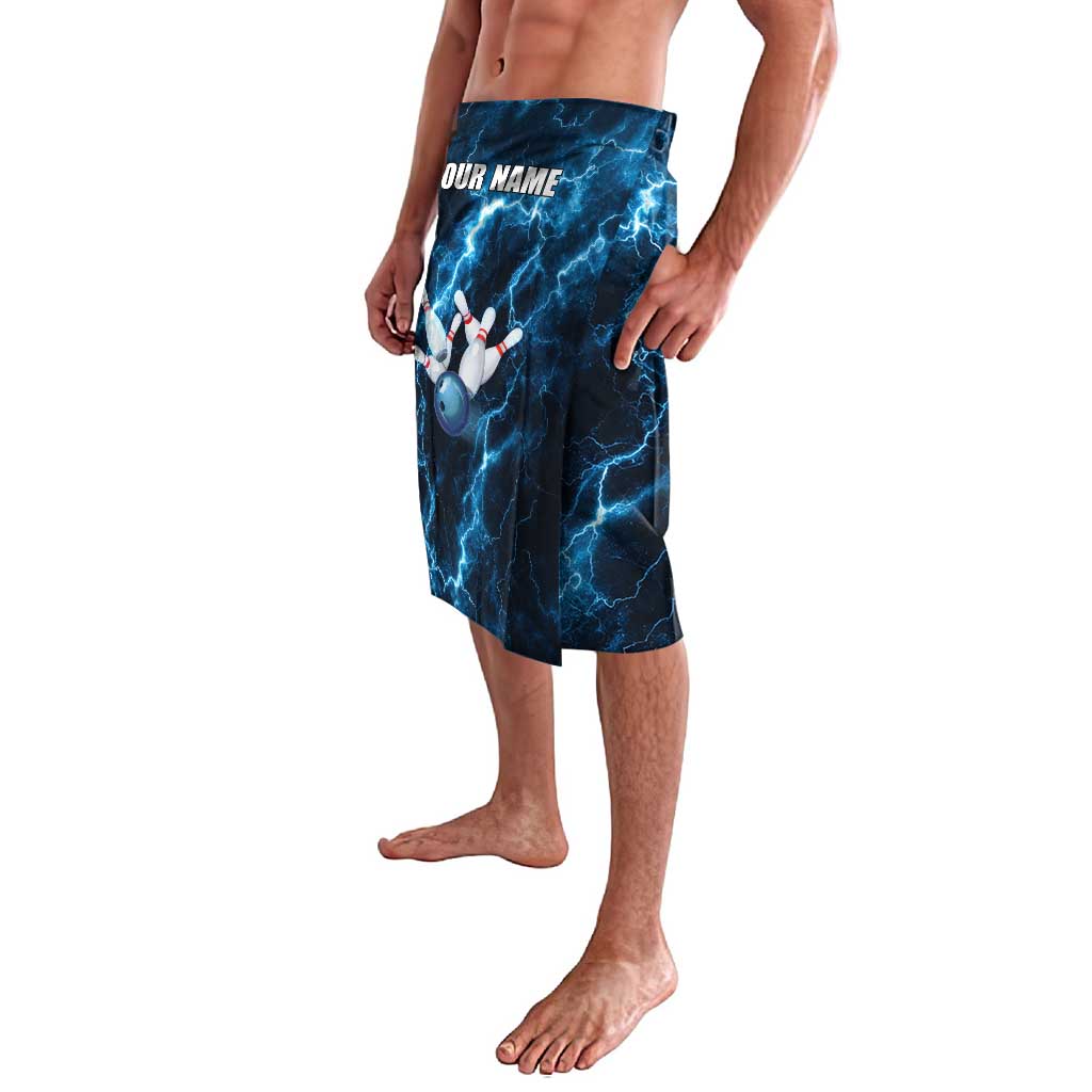 Personalized Bowling Ball Strike Graphic Lavalava Blue Lightning Storm and Electric Energy - Wonder Print Shop