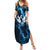 Personalized Bowling Ball Strike Graphic Summer Maxi Dress Blue Lightning Storm and Electric Energy - Wonder Print Shop