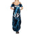 Personalized Bowling Ball Strike Graphic Summer Maxi Dress Blue Lightning Storm and Electric Energy - Wonder Print Shop