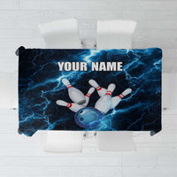 Personalized Bowling Ball Strike Graphic Tablecloth Blue Lightning Storm and Electric Energy - Wonder Print Shop