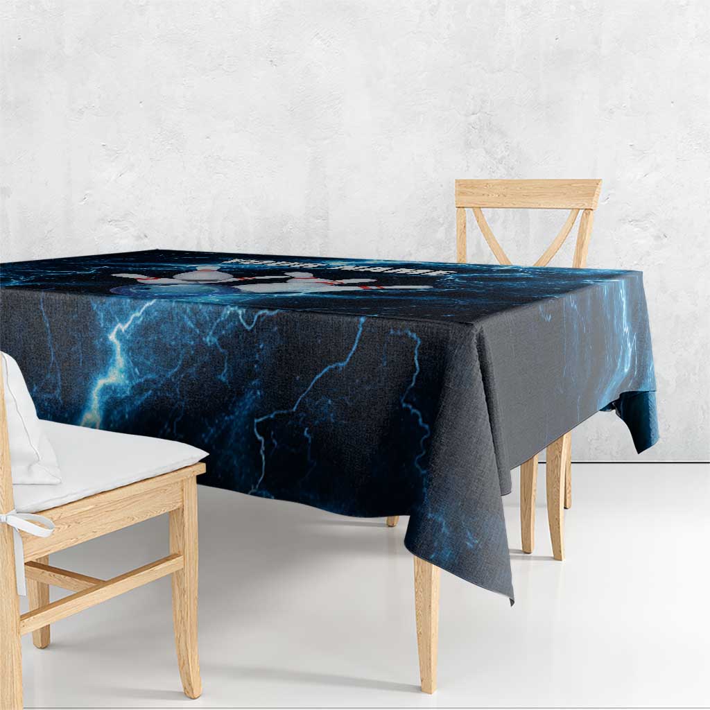Personalized Bowling Ball Strike Graphic Tablecloth Blue Lightning Storm and Electric Energy - Wonder Print Shop