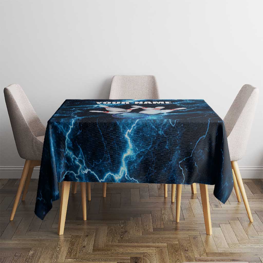 Personalized Bowling Ball Strike Graphic Tablecloth Blue Lightning Storm and Electric Energy - Wonder Print Shop