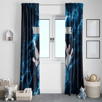 Personalized Bowling Ball Strike Graphic Window Curtain Blue Lightning Storm and Electric Energy - Wonder Print Shop