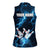Personalized Bowling Ball Strike Graphic Women Sleeveless Polo Shirt Blue Lightning Storm and Electric Energy - Wonder Print Shop