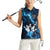 Personalized Bowling Ball Strike Graphic Women Sleeveless Polo Shirt Blue Lightning Storm and Electric Energy - Wonder Print Shop