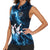 Personalized Bowling Ball Strike Graphic Women Sleeveless Polo Shirt Blue Lightning Storm and Electric Energy - Wonder Print Shop