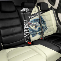 Catfish Fishing Customize Name Back Car Seat Cover Splash Effect and Black Cream Split Design - Wonder Print Shop