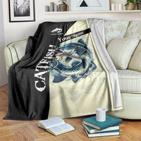 Catfish Fishing Customize Name Blanket Splash Effect and Black Cream Split Design - Wonder Print Shop